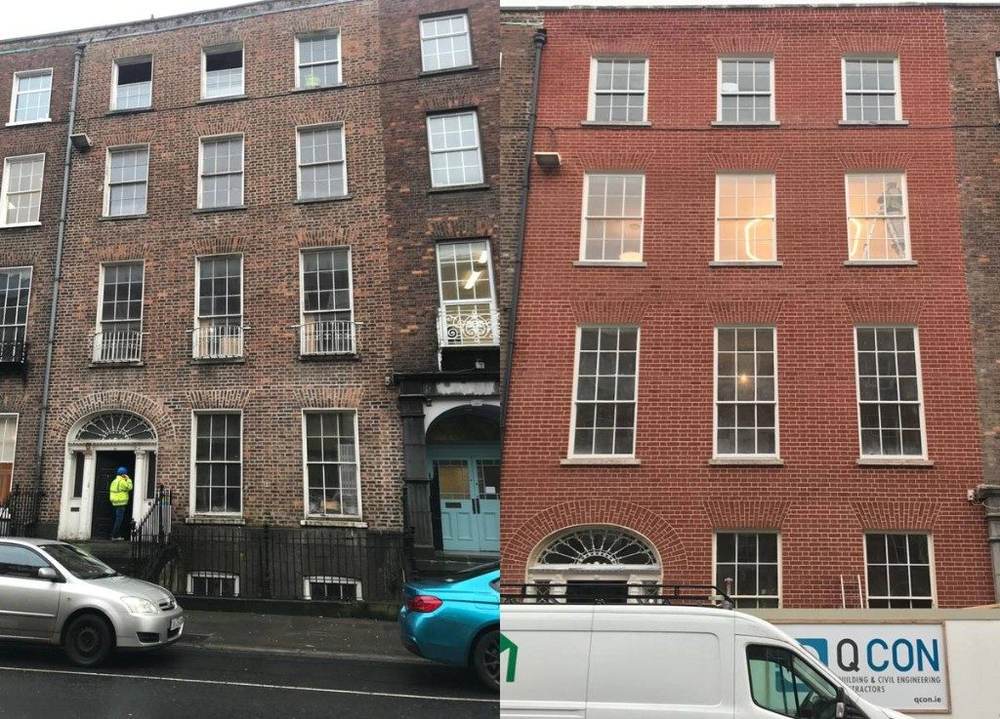 Brick repointing before and after