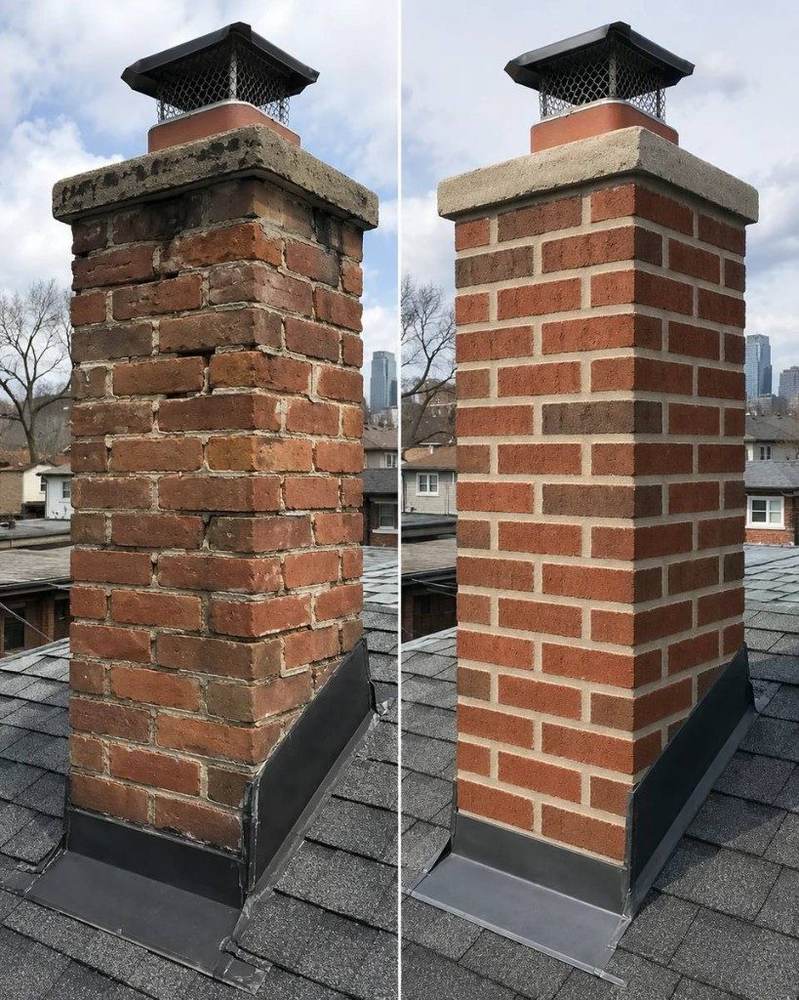 Chimney restoration before and after